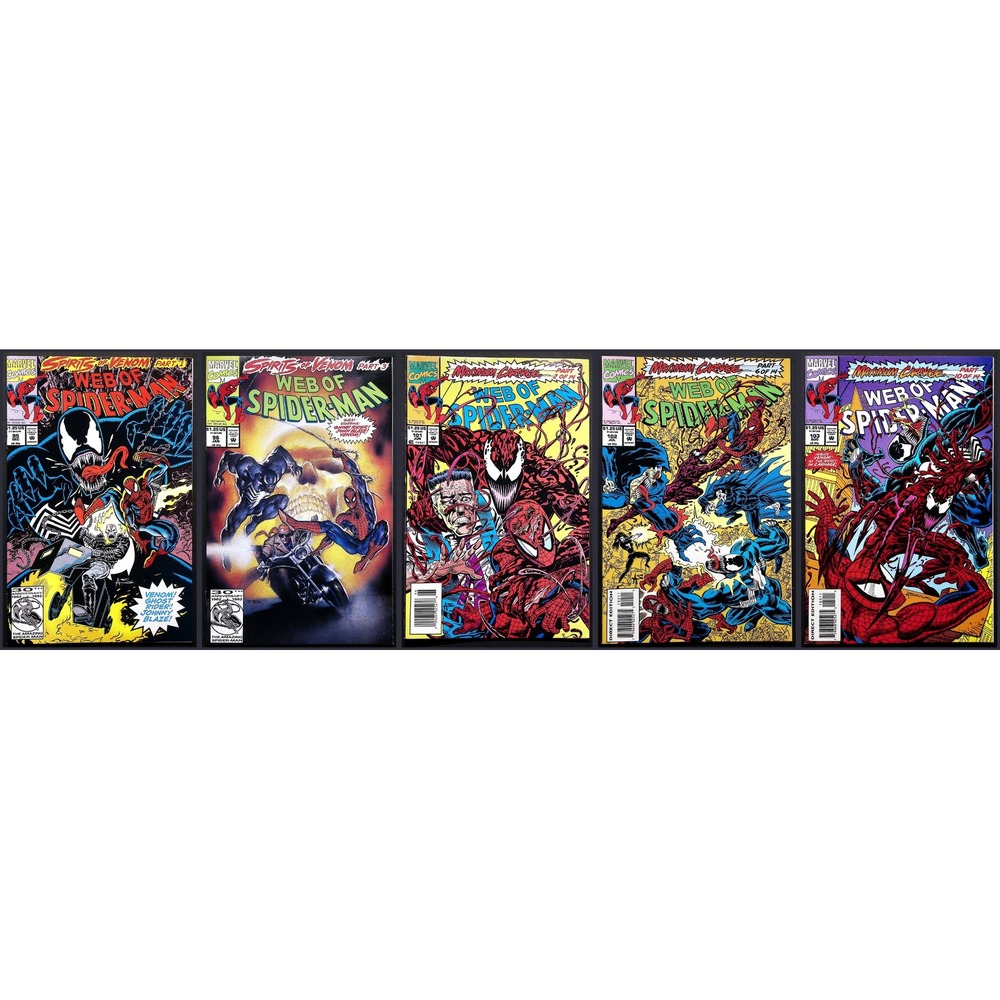 Web of Spider-Man 5X Comic Lot #95 96 101 102 103 Newsstand Maximum Carnage Marv